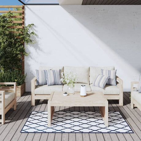 Buitenkleed omkeerbaar 80x150 cm marineblauw en wit - AllerleiShop