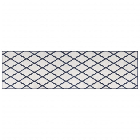 Buitenkleed omkeerbaar 80x250 cm marineblauw en wit - AllerleiShop