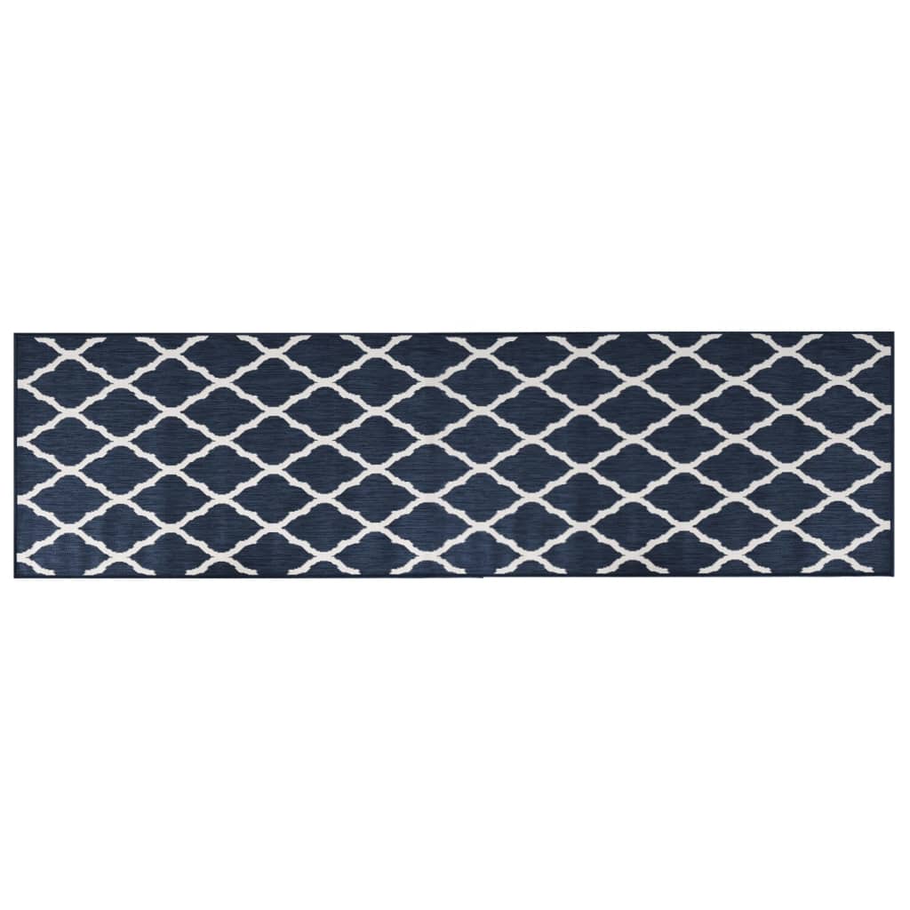 Buitenkleed omkeerbaar 80x250 cm marineblauw en wit - AllerleiShop