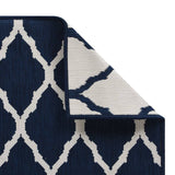 Buitenkleed omkeerbaar 80x250 cm marineblauw en wit - AllerleiShop