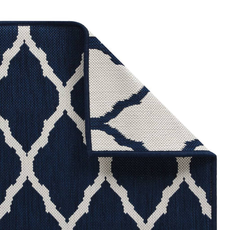 Buitenkleed omkeerbaar 80x250 cm marineblauw en wit - AllerleiShop