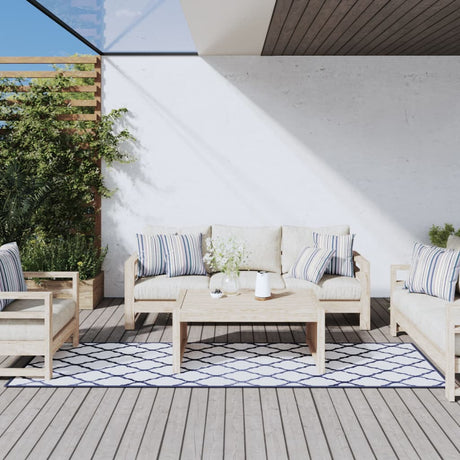 Buitenkleed omkeerbaar 80x250 cm marineblauw en wit - AllerleiShop