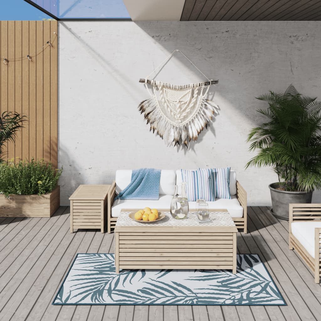 Buitenkleed omkeerbaar 80x150 cm aqua en wit - AllerleiShop