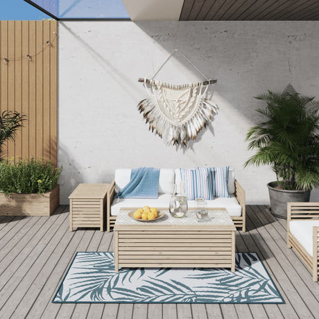 Buitenkleed omkeerbaar 80x150 cm aqua en wit - AllerleiShop