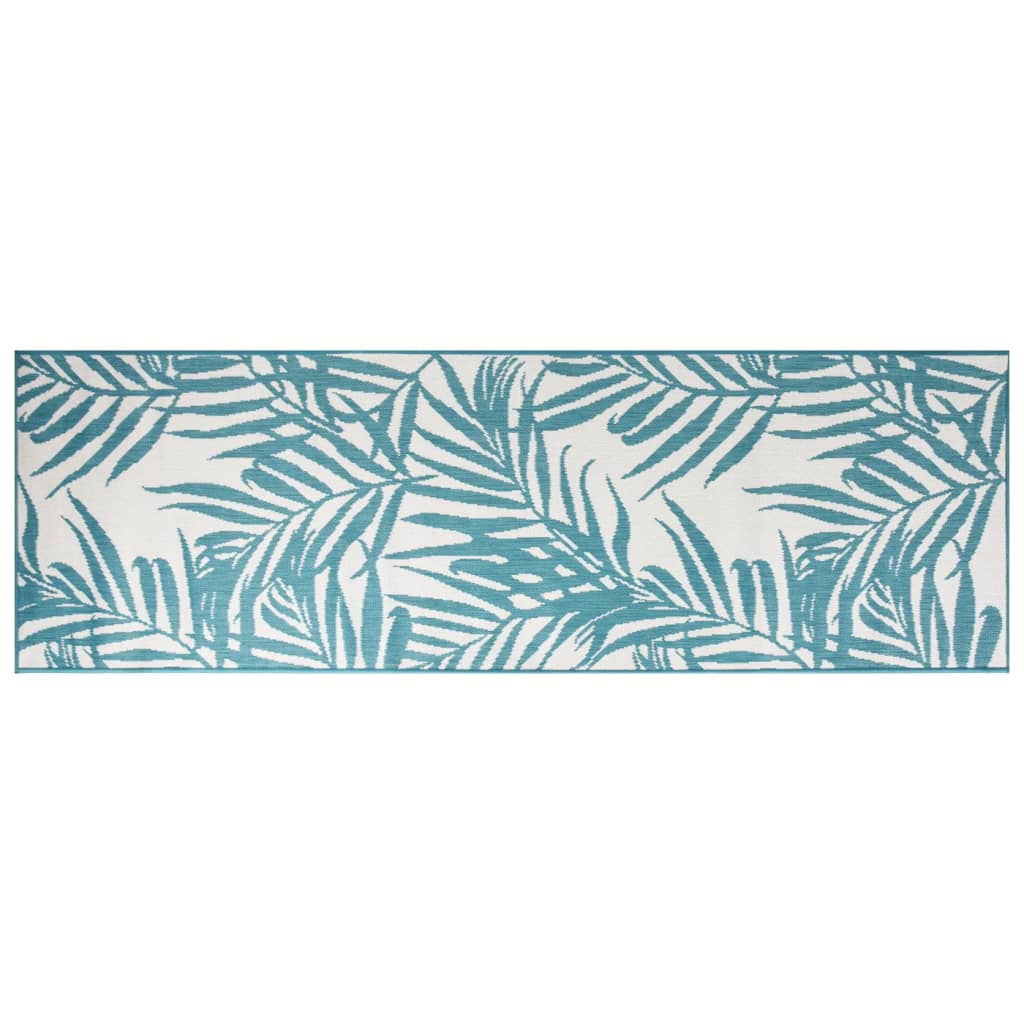 Buitenkleed omkeerbaar 80x250 cm aqua en wit - AllerleiShop