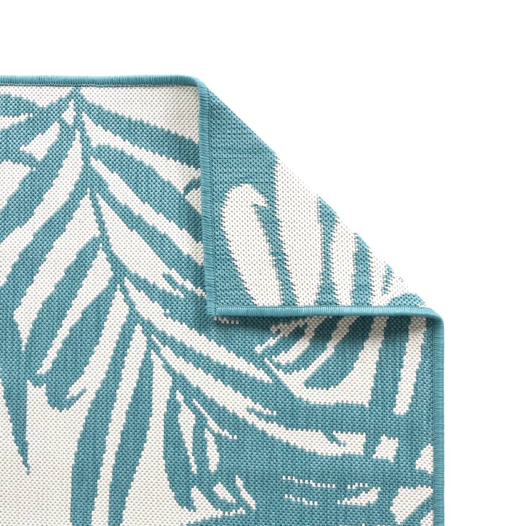 Buitenkleed omkeerbaar 80x250 cm aqua en wit - AllerleiShop