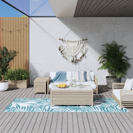 Buitenkleed omkeerbaar 80x250 cm aqua en wit - AllerleiShop