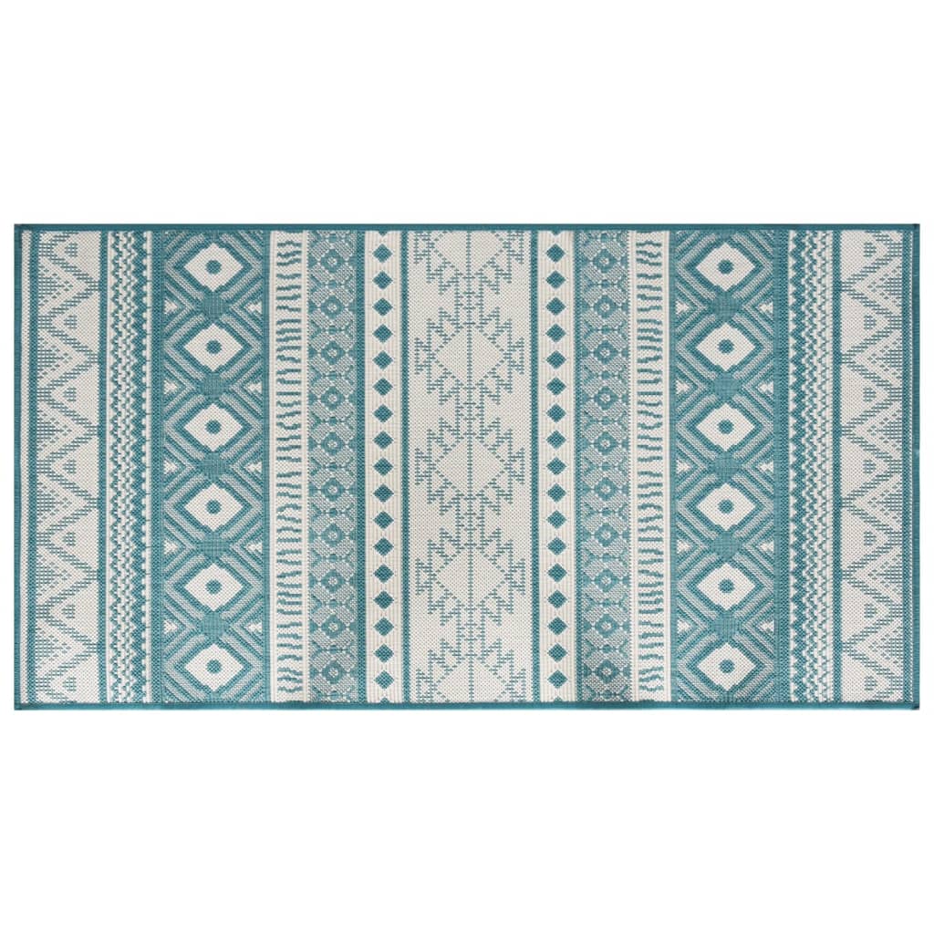 Buitenkleed omkeerbaar 80x150 cm aqua en wit - AllerleiShop