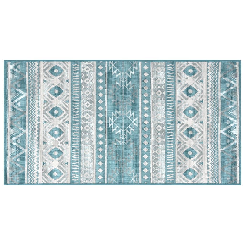 Buitenkleed omkeerbaar 80x150 cm aqua en wit - AllerleiShop