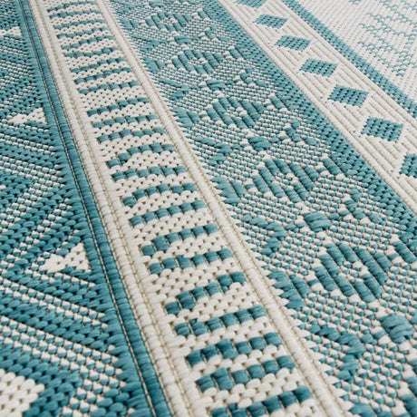 Buitenkleed omkeerbaar 80x150 cm aqua en wit - AllerleiShop