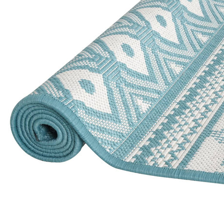Buitenkleed omkeerbaar 80x150 cm aqua en wit - AllerleiShop