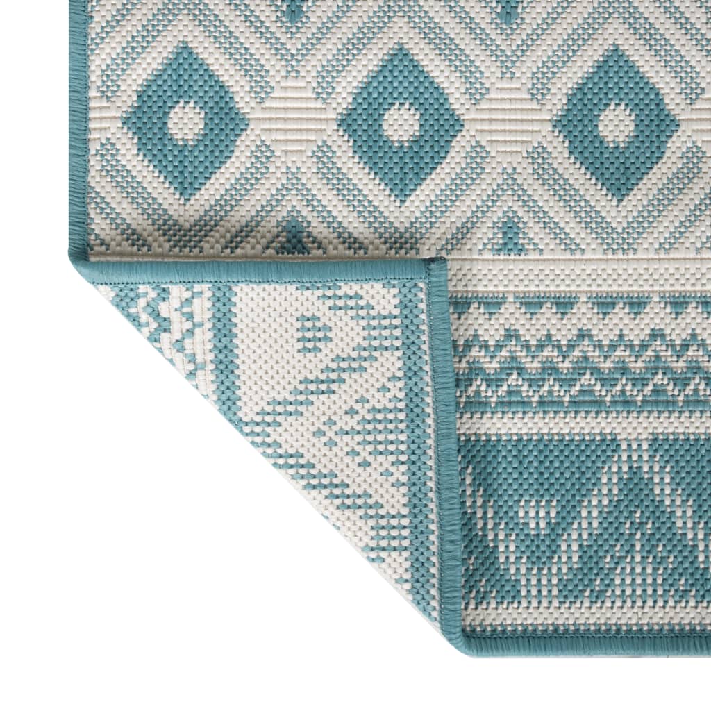 Buitenkleed omkeerbaar 80x150 cm aqua en wit - AllerleiShop