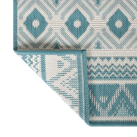 Buitenkleed omkeerbaar 80x150 cm aqua en wit - AllerleiShop