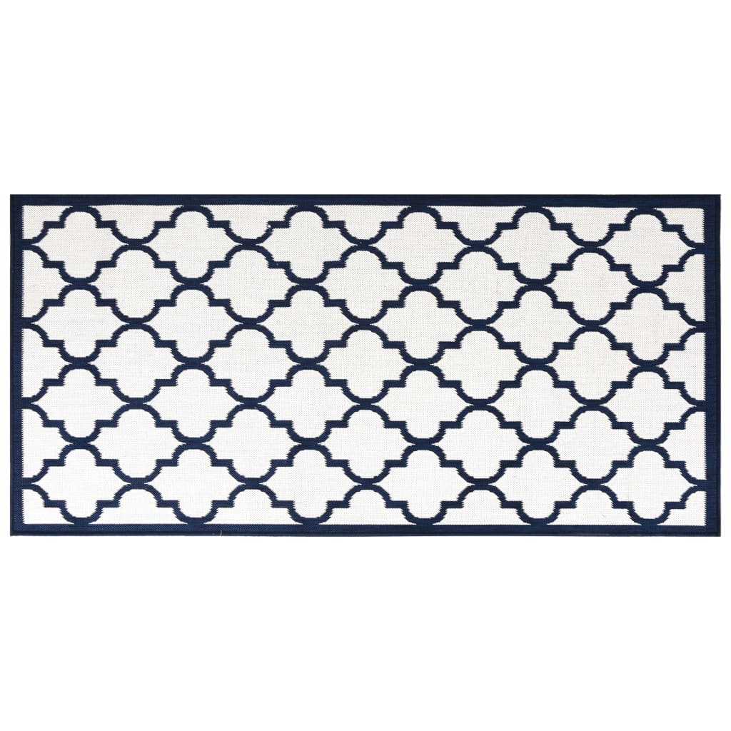 Buitenkleed omkeerbaar 80x150 cm marineblauw en wit - AllerleiShop