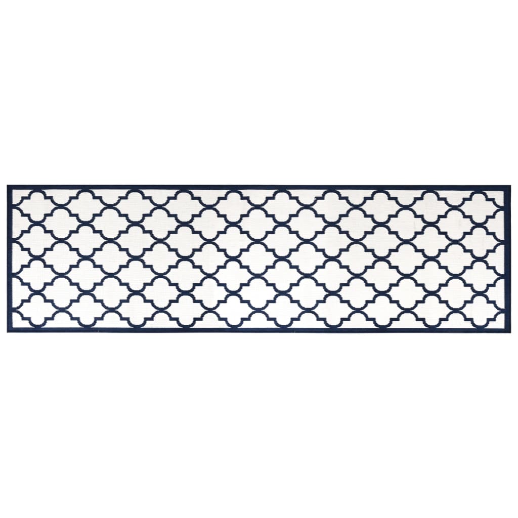 Buitenkleed omkeerbaar 80x250 cm marineblauw en wit - AllerleiShop