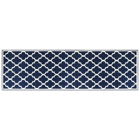 Buitenkleed omkeerbaar 80x250 cm marineblauw en wit - AllerleiShop
