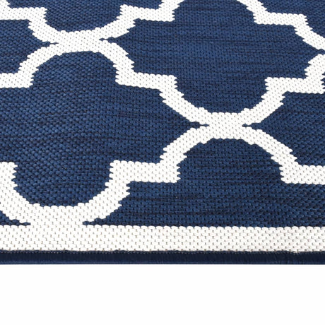 Buitenkleed omkeerbaar 80x250 cm marineblauw en wit - AllerleiShop