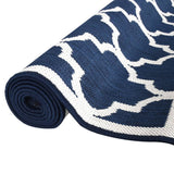 Buitenkleed omkeerbaar 80x250 cm marineblauw en wit - AllerleiShop