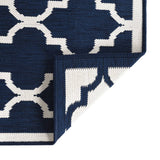 Buitenkleed omkeerbaar 80x250 cm marineblauw en wit - AllerleiShop