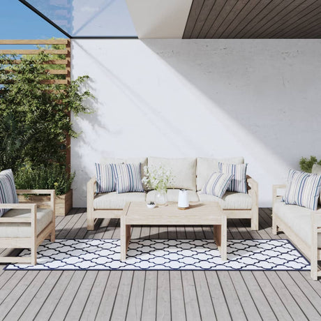Buitenkleed omkeerbaar 80x250 cm marineblauw en wit - AllerleiShop