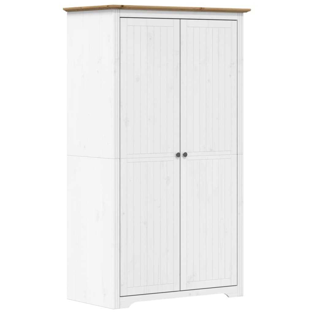 Kledingkast BODO 99x53,5x173 cm massief grenenhout wit bruin - AllerleiShop