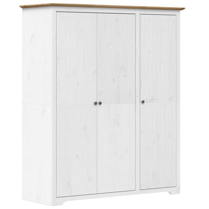 Kledingkast BODO 146x53,5x173 cm massief grenenhout wit bruin - AllerleiShop