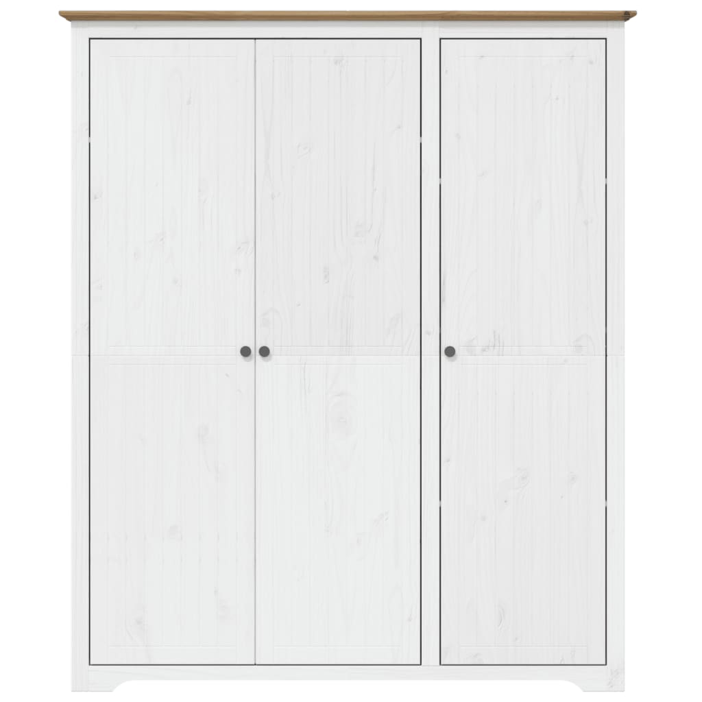 Kledingkast BODO 146x53,5x173 cm massief grenenhout wit bruin - AllerleiShop