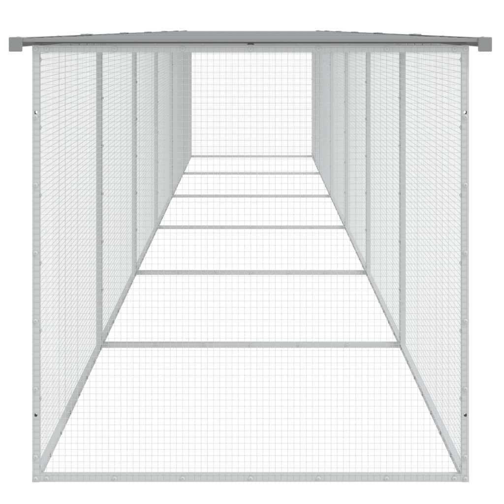 Kippenhok met dak 603x98x90 cm gegalvaniseerd staal lichtgrijs