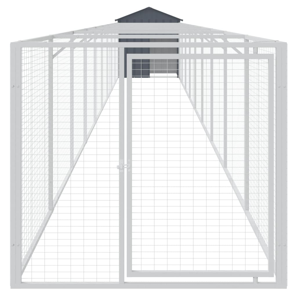 Hondenhok met dak 117x1017x123 cm staal antracietkleurig