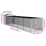 Kippenhok met ren 117x609x123 cm gegalvaniseerd staal antraciet