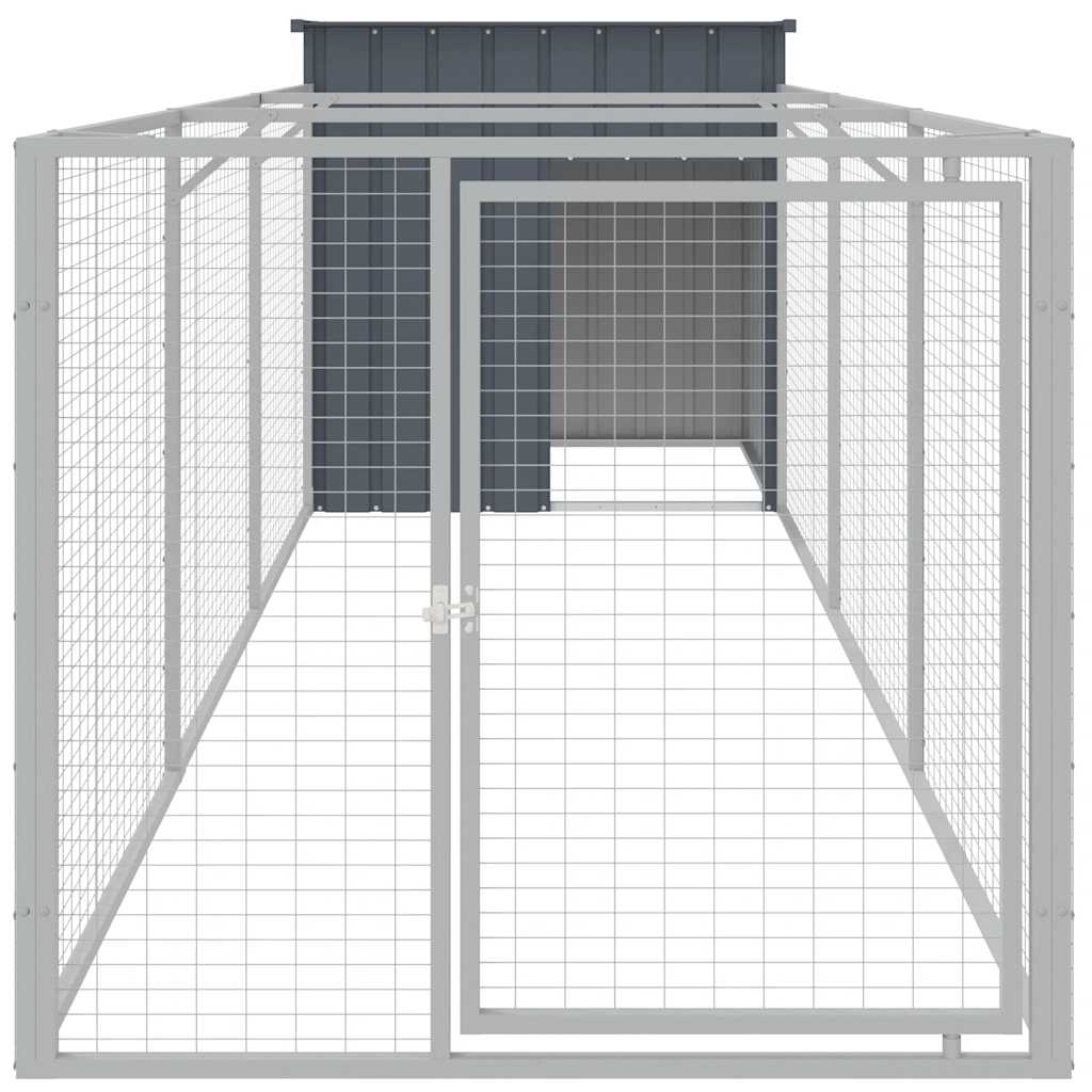 Hondenhok met ren 110x405x110 cm gegalvaniseerd staal antraciet