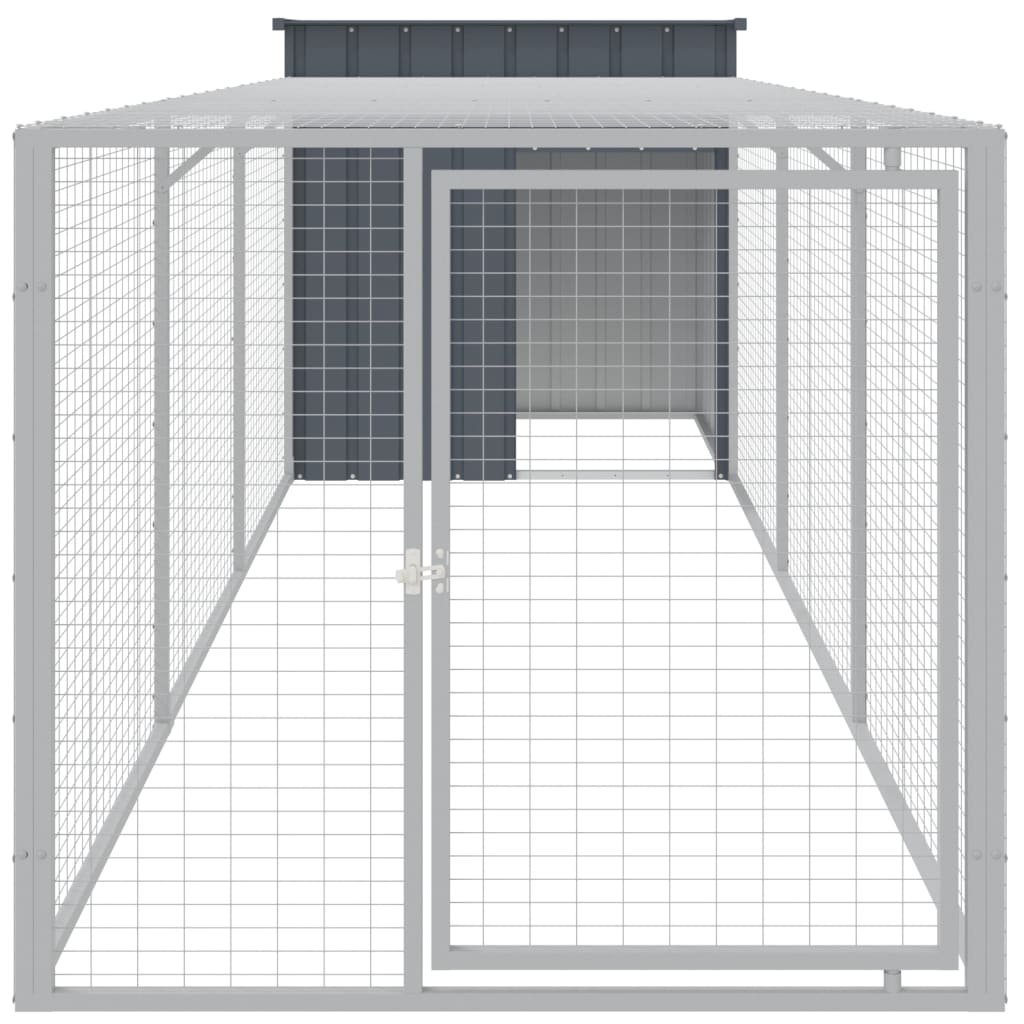 Kippenhok met ren 110x405x110 cm gegalvaniseerd staal antraciet