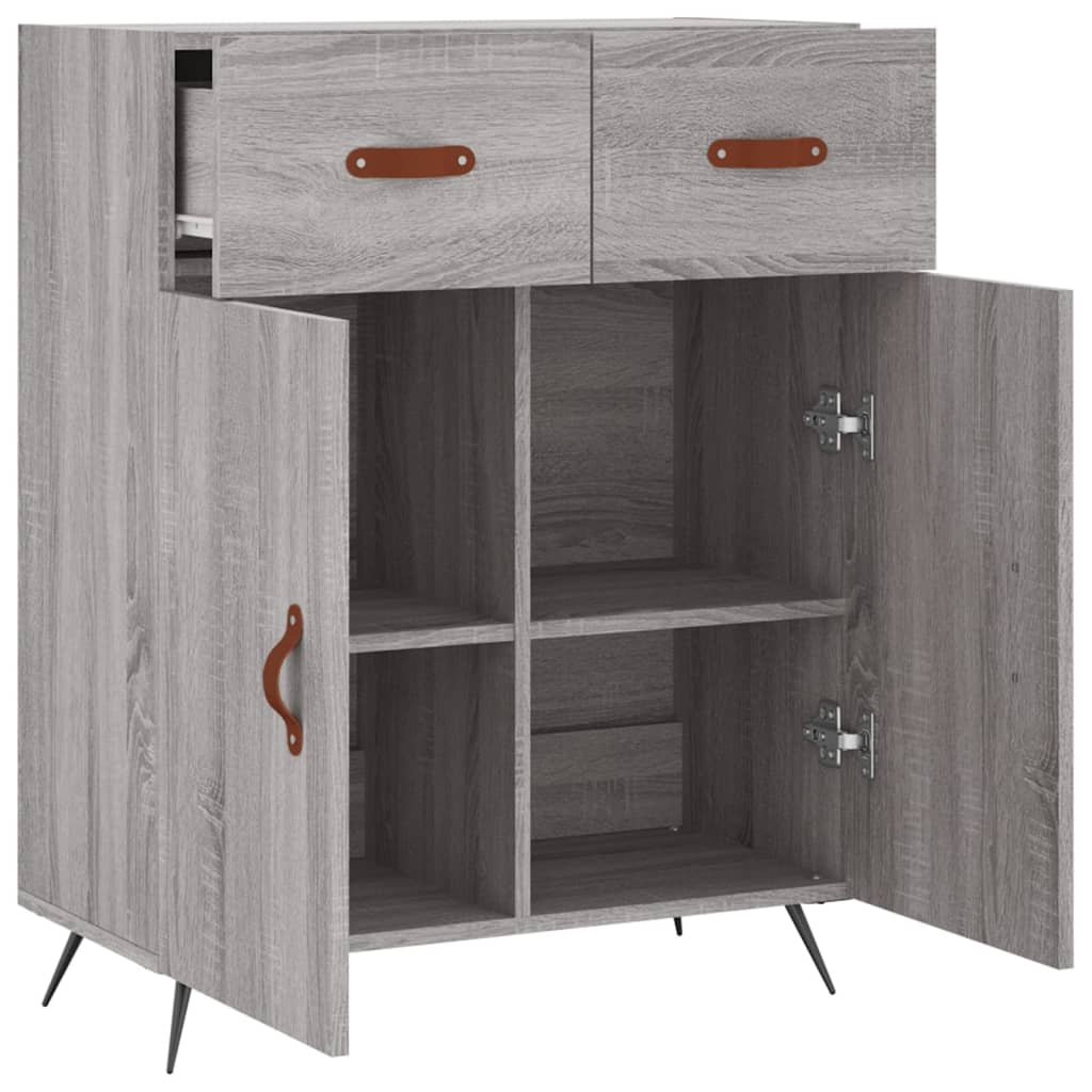 Dressoir 69,5x34x90 cm bewerkt hout grijs sonoma eikenkleurig