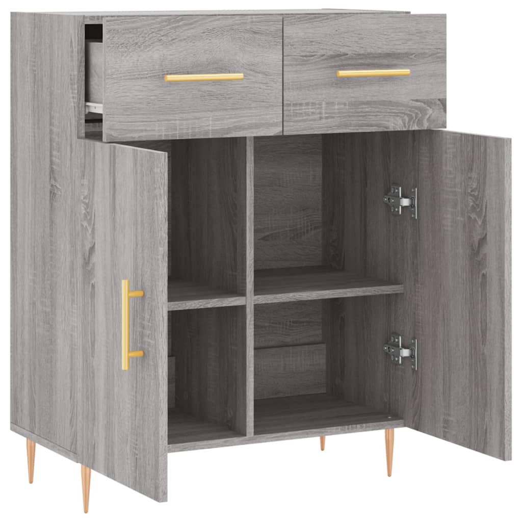 Dressoir 69,5x34x90 cm bewerkt hout grijs sonoma eikenkleurig