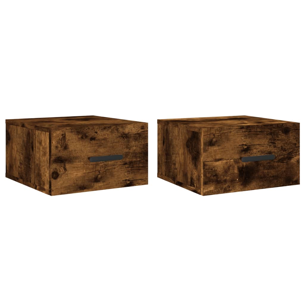 Nachtkastjes 2 st wandgemonteerd 35x35x20 cm gerookt eikenkleur