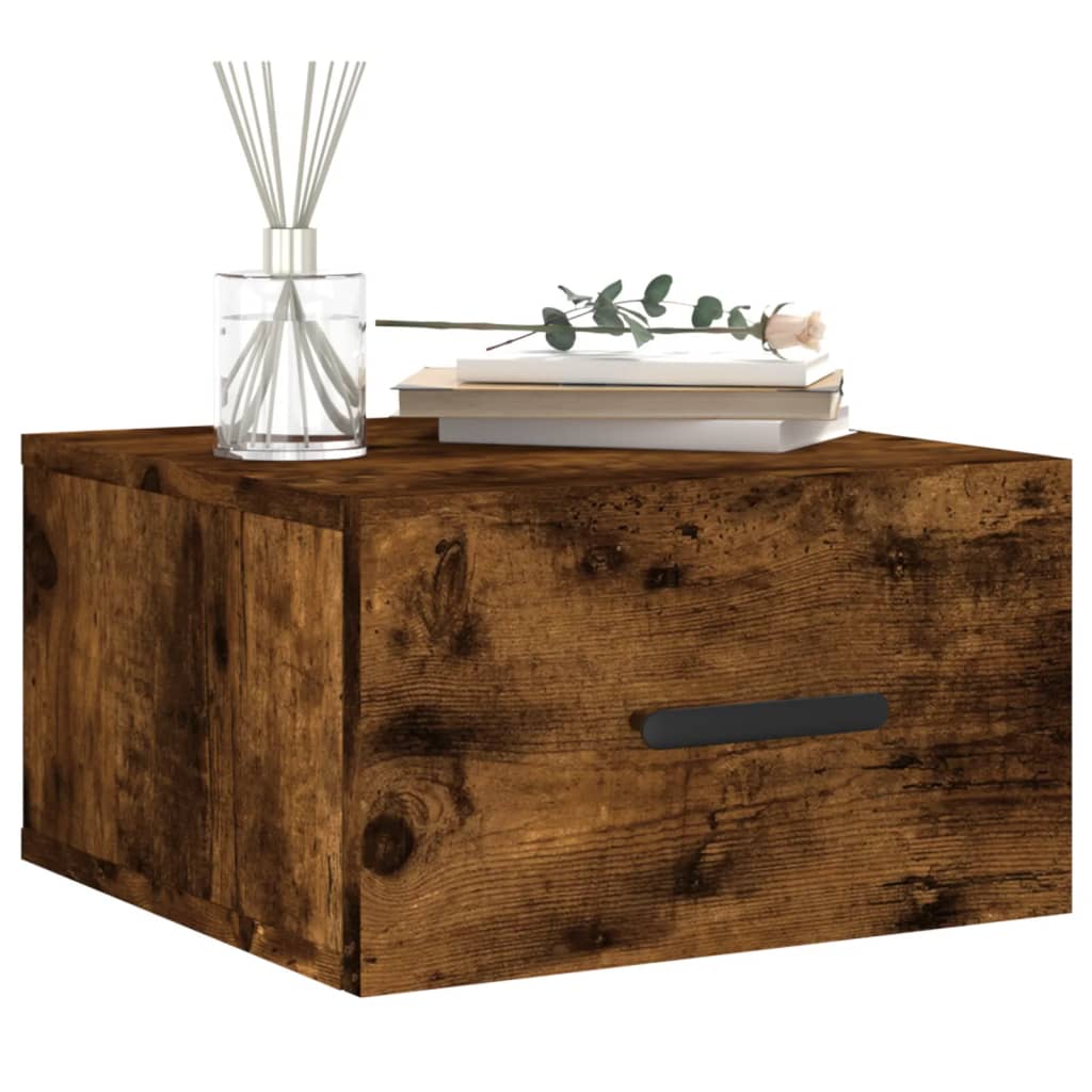 Nachtkastjes 2 st wandgemonteerd 35x35x20 cm gerookt eikenkleur