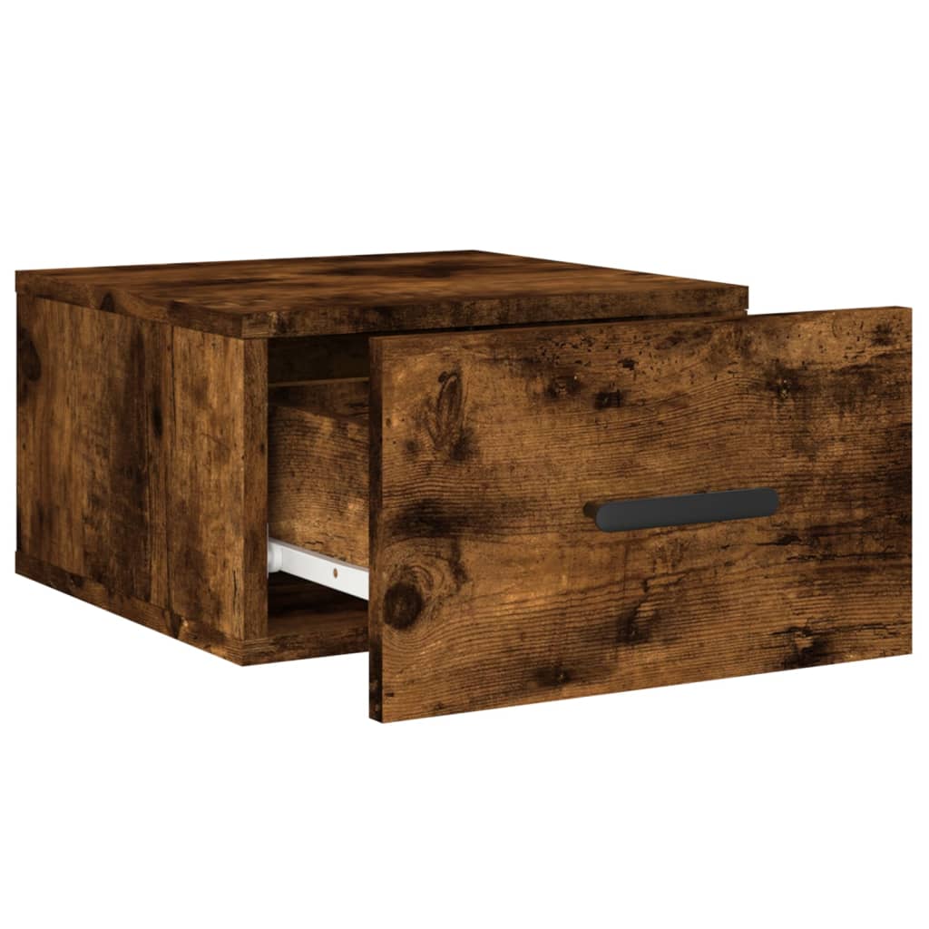 Nachtkastjes 2 st wandgemonteerd 35x35x20 cm gerookt eikenkleur