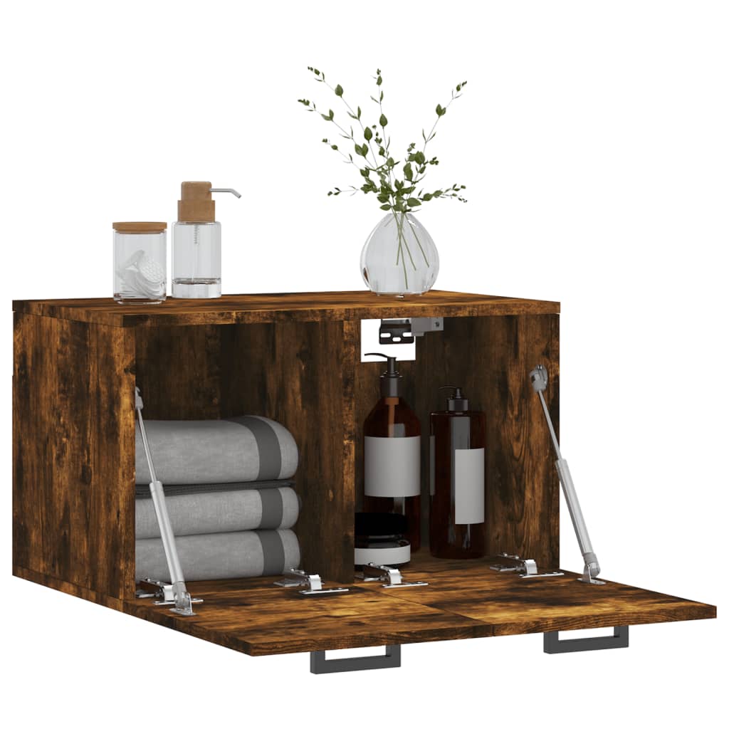 Wandkast 60x36,5x35 cm bewerkt hout gerookt eikenkleurig