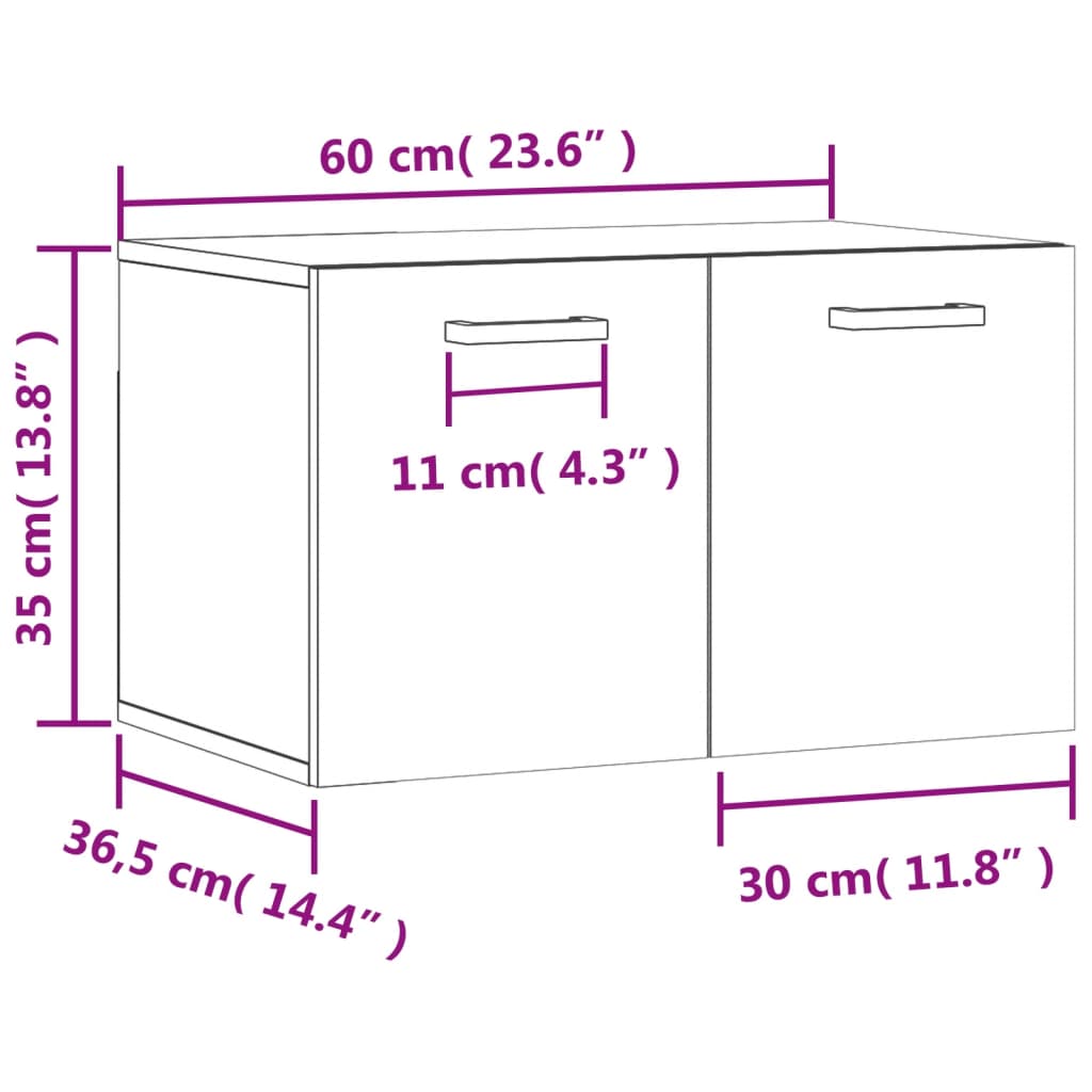 Wandkast 60x36,5x35 cm bewerkt hout gerookt eikenkleurig