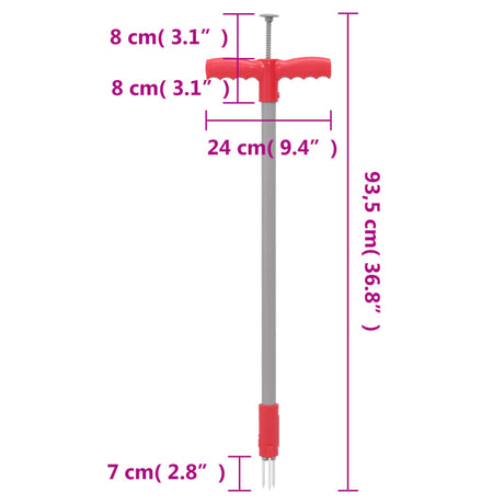 Onkruidsteker 93,5 cm gepoedercoat staal rood en grijs - AllerleiShop