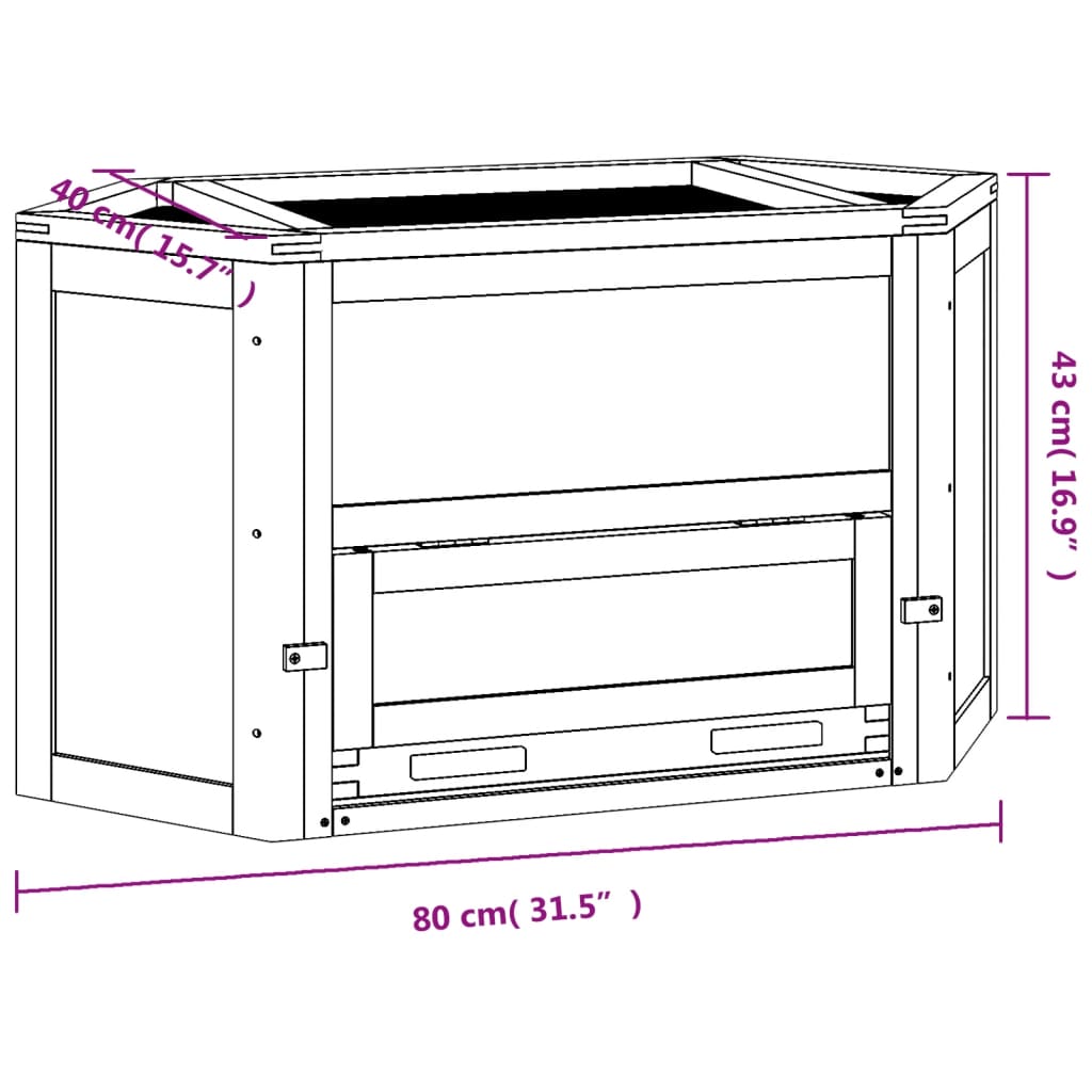 Hamsterkooi 80x40x43 cm massief vurenhout