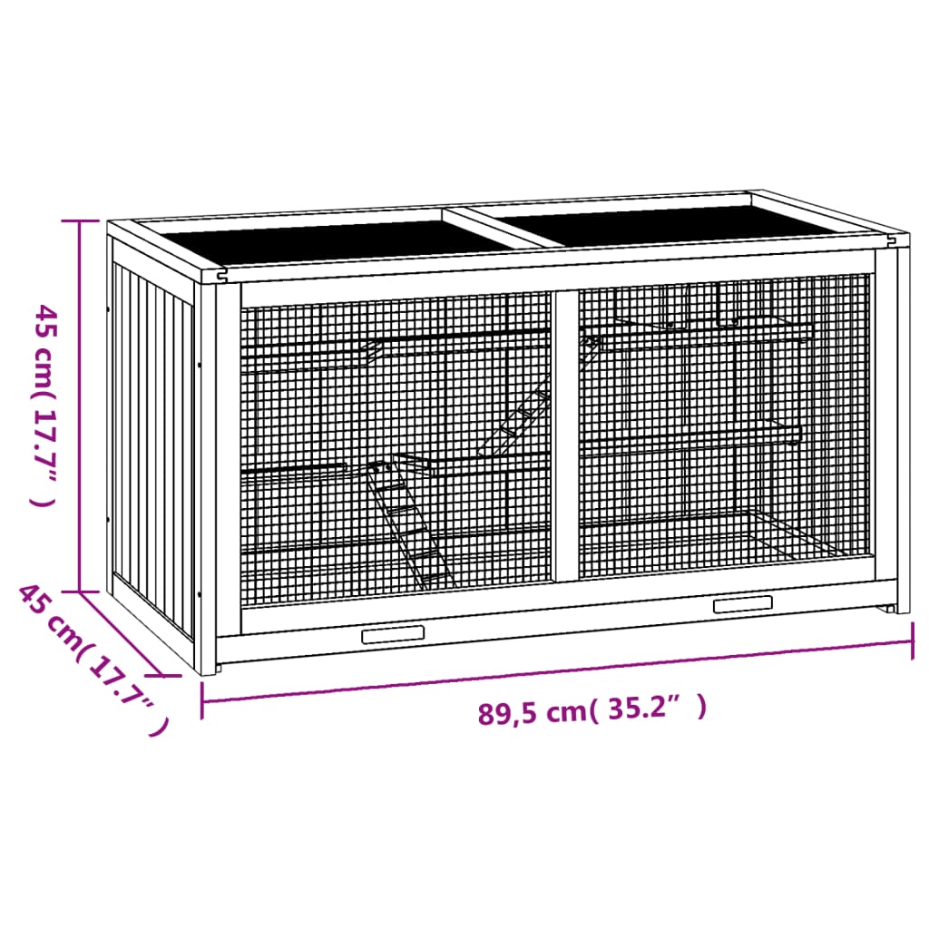 Hamsterkooi 89,5x45x45 cm massief vurenhout