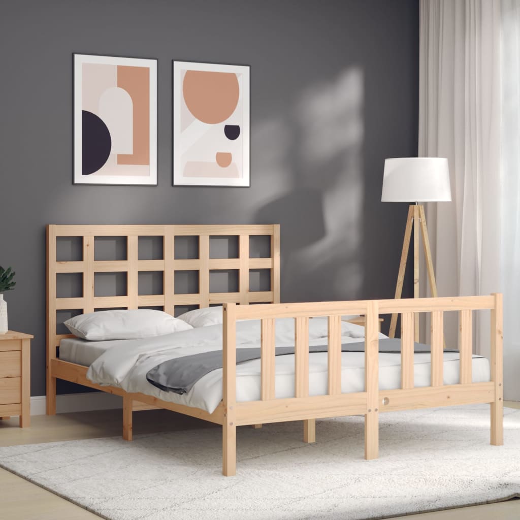 Bedframe met hoofdbord massief hout