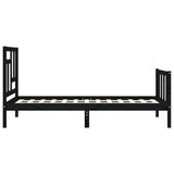Bedframe met hoofdbord massief hout zwart 90x200 cm