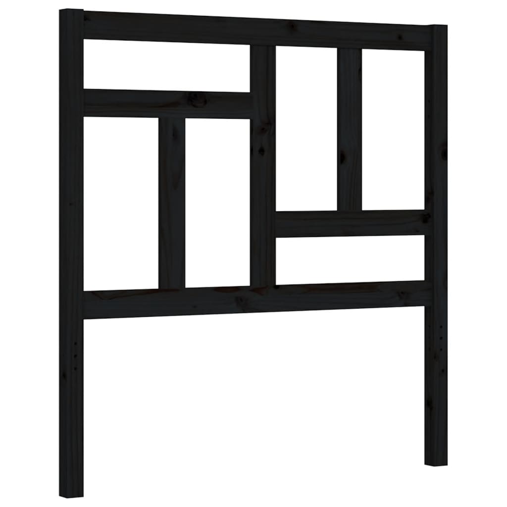 Bedframe met hoofdbord massief hout zwart 90x200 cm