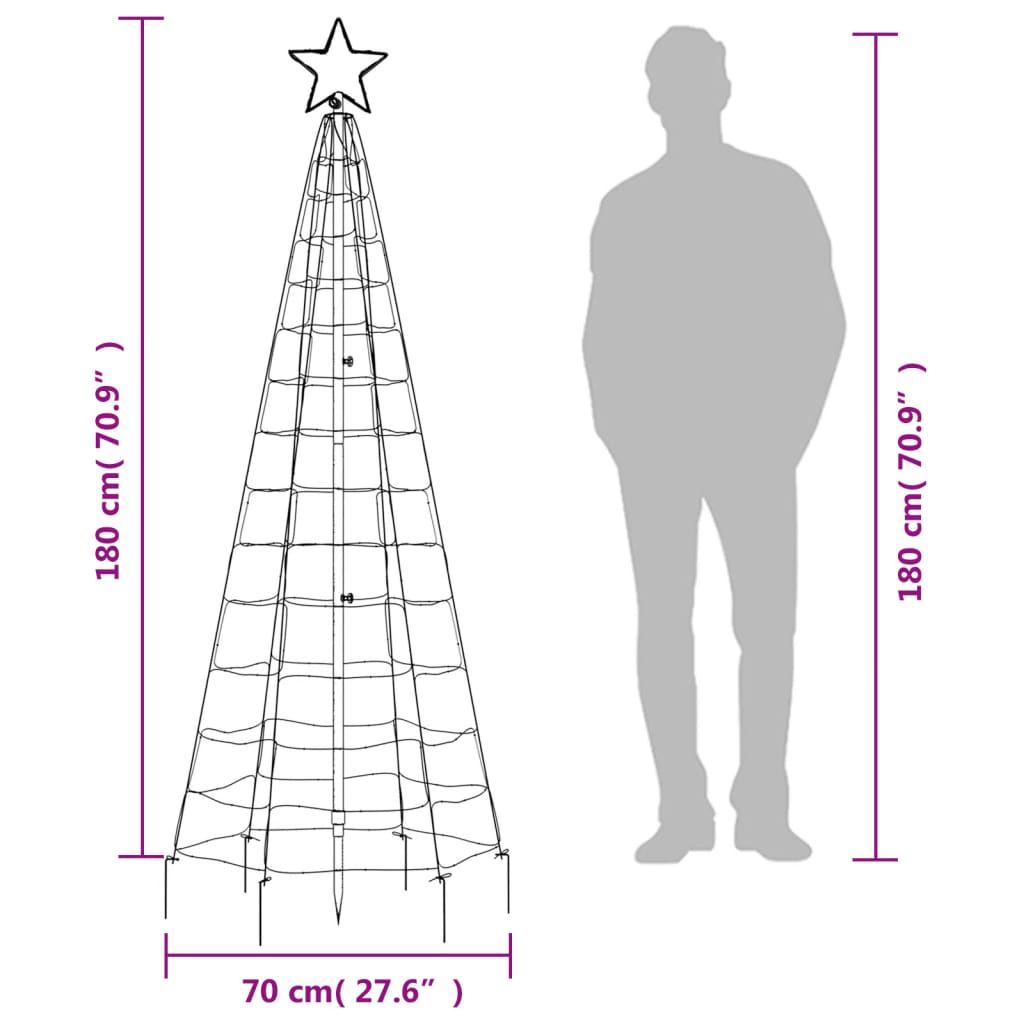 Lichtkegel met grondpinnen 180 cm 220 LED's warmwit - AllerleiShop