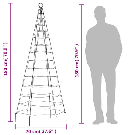 Lichtkegel aan vlaggenmast 180 cm 200 LED's warmwit - AllerleiShop