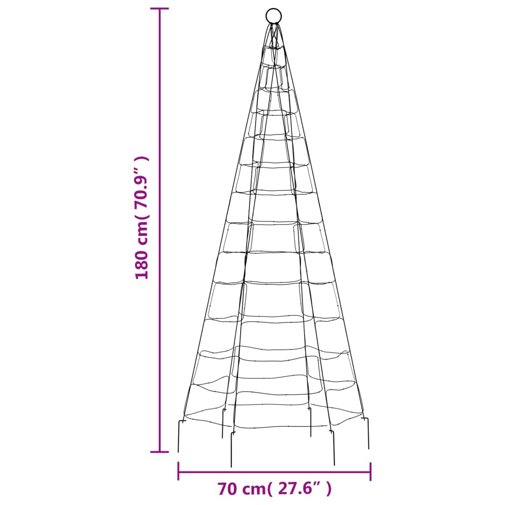 Lichtkegel aan vlaggenmast 180 cm 200 LED's warmwit - AllerleiShop