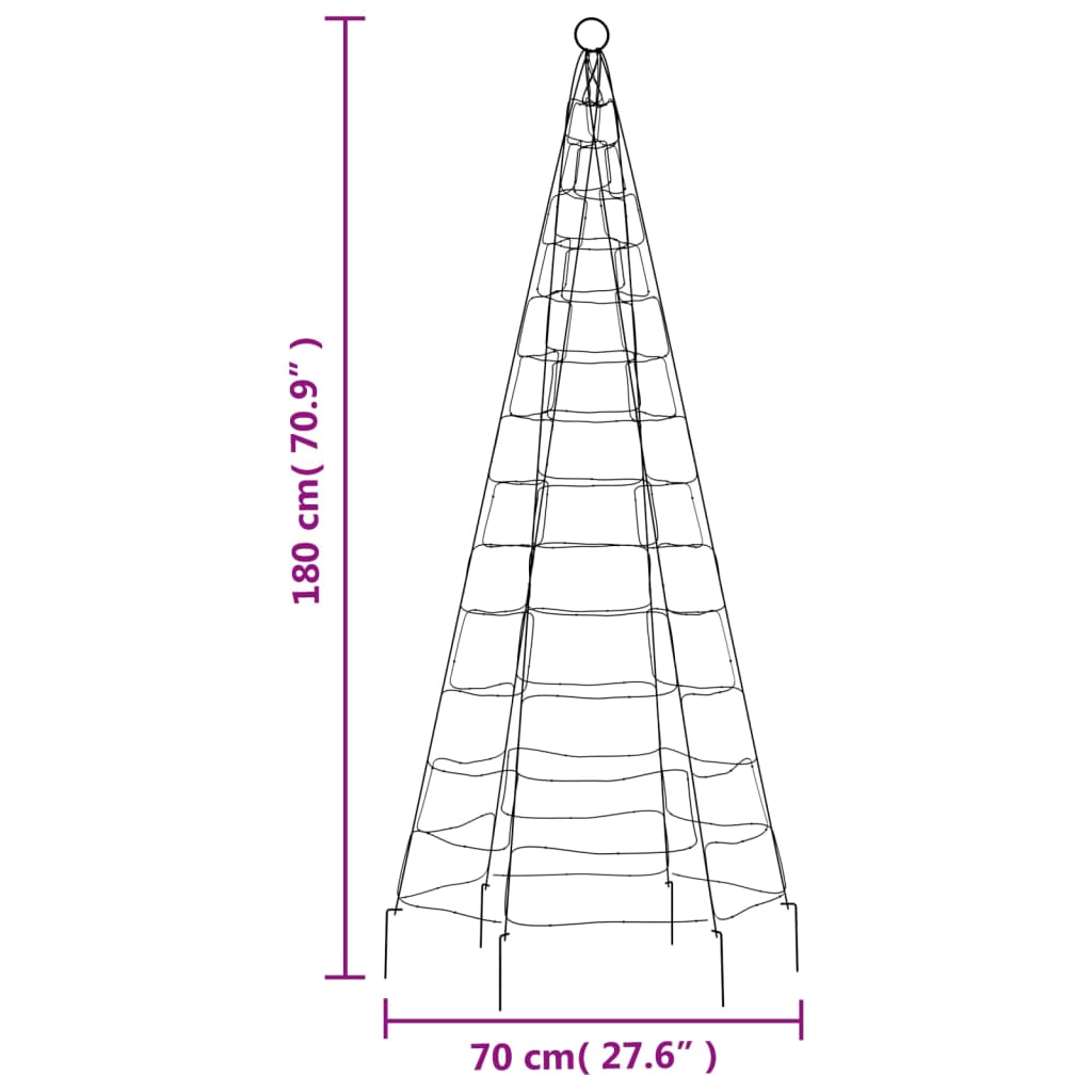 Lichtkegel aan vlaggenmast 200 koudwitte LED's 180 cm - AllerleiShop