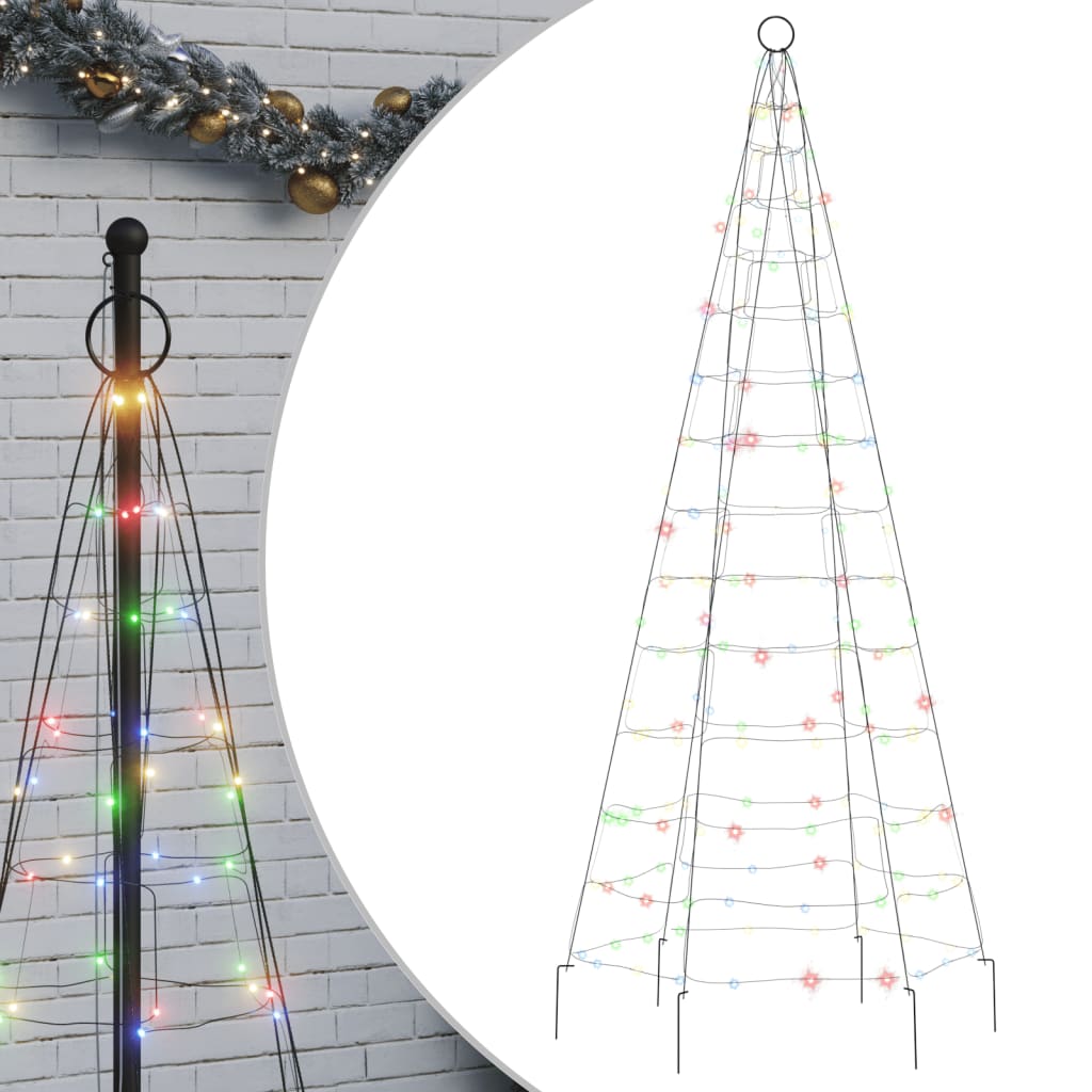 Lichtkegel aan vlaggenmast 200 meerkleurige LED's 180 cm - AllerleiShop